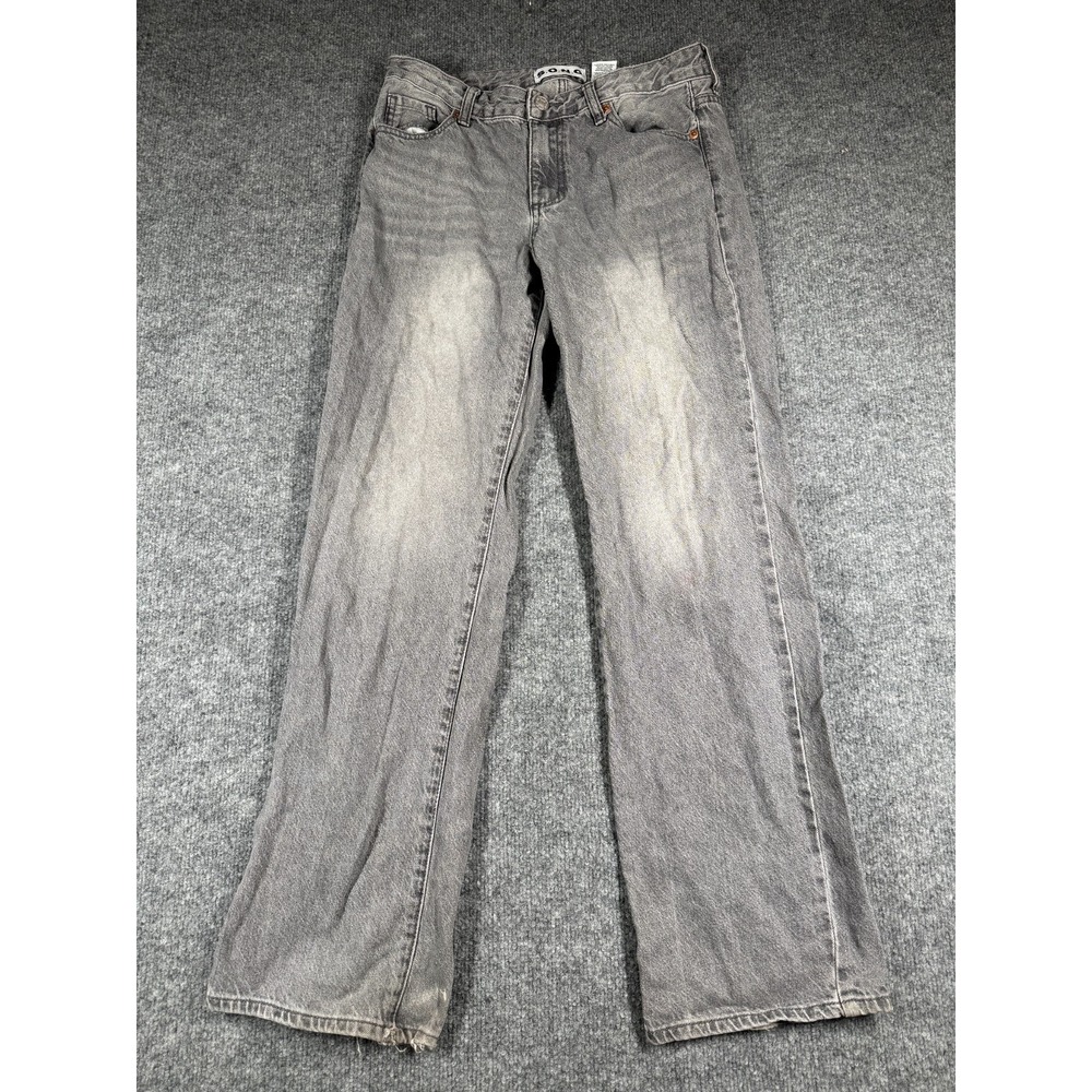 S.O.N.G. Straight Jeans Womens 5/27 Gray Denim Dark Washed Streetwear Frayed Hem